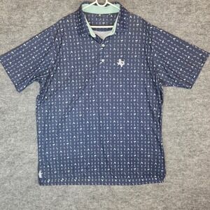 FootJoy Golf Polo Shirt 2XL Blue‎ 19th Hole Self Collar Texas Flag Short Sleeve